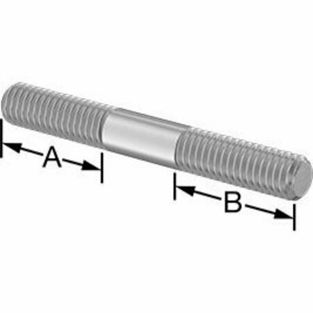 BSC PREFERRED 18-8 Stainless Steel Threaded on Both Ends Stud 3/8-16 Thread Size 3 Long 1-1/8 Long Threads 98962A425